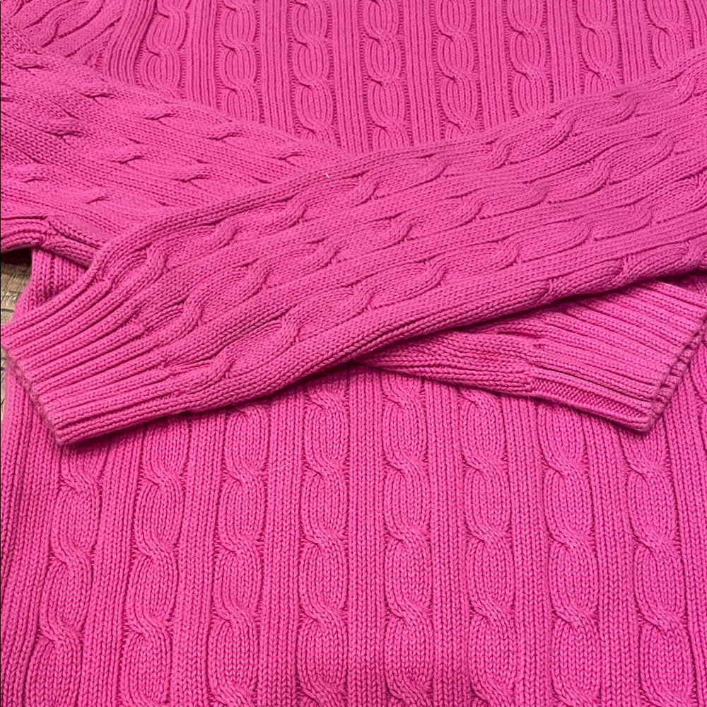 Ralph Lauren Sport Women’s Pink Cable Knit Crewneck Sweater - Picture 4 of 5